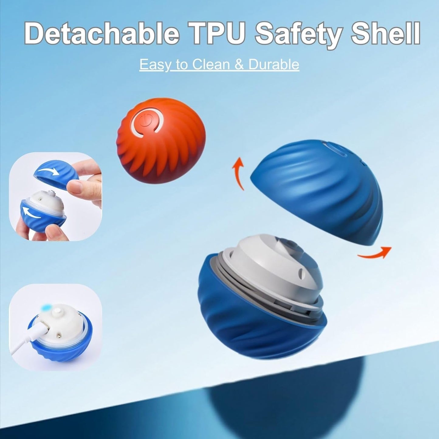 Zoomie Buddy 2.0, Zoomie Buddy for Dogs, 2 in 1 Smart Touch Interactive Dog Balls ＆ Pet Feeder, 2.83" Diameter, Suitable for Small/Medium Dogs, with Fruit Plush Cover (2*Blue, 3*Mix)