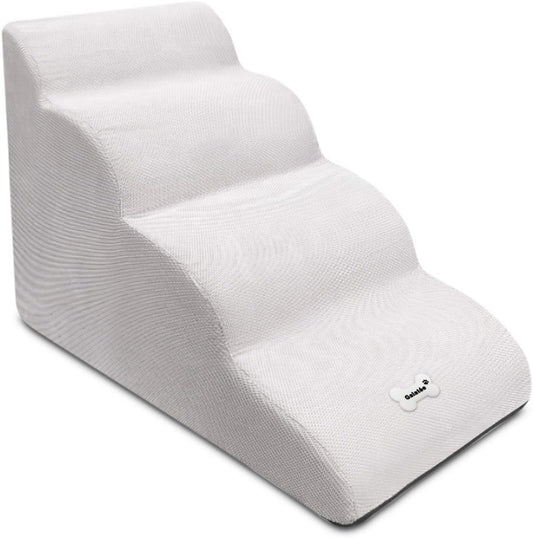 Dog Stairs, Removable and Washable Pet Stairs, 4-Steps Non-Slip Pet Ramp, Dogs Steps for High Bed Sofa, High Resilience Sponge Dog Stairs(White)
