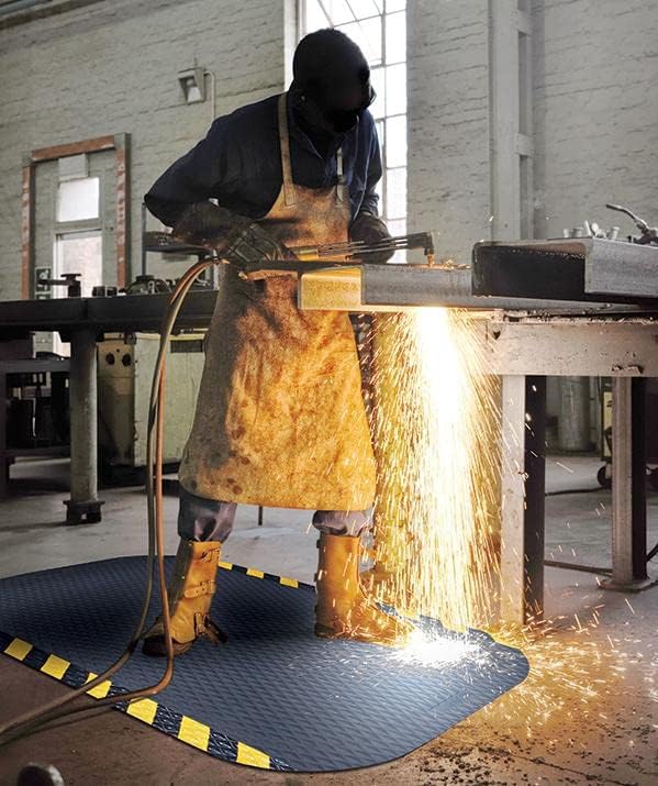 American Floor Mats Hog Heaven 5/8 inch Black & Yellow Border 5' x 10' Nitrile Backed Anti-Fatigue Comfort Mat