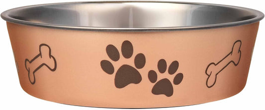 Loving Pets Bella Dog Bowls- Stainless Steel Dog & Cat Bowls - Spill Proof Dog Food Bowl, Cat Bowl, Puppy Essentials & Pet Supplies Great for Home & Travel (X-Large 65-100lbs, Champagne)