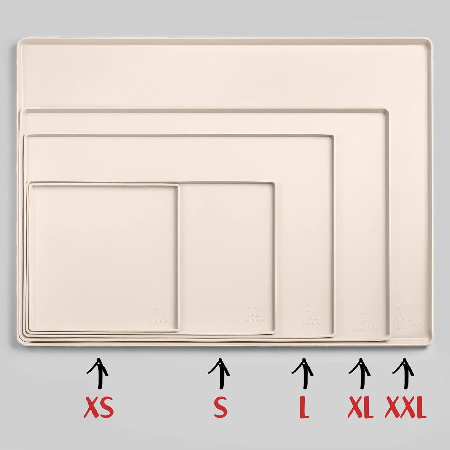 DogBuddy Dog Food Mat – Waterproof Dog Bowl Mat for Food and Water, Silicone Pet Feeding Mats for Floors, Non-Slip Placemat with High Edges for Dogs Bowls, Puppy Essentials (L: 24" x 16", Vanilla)