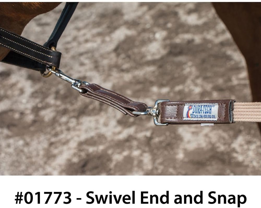 Schneiders Dura-Tech German Web Cord Lunge Line for Horses | Soft Grip Ribbed Webbing | Lightweight & Durable | Nickel-Plated Snap or Chain Options | Lunge Line with 30" Chain
