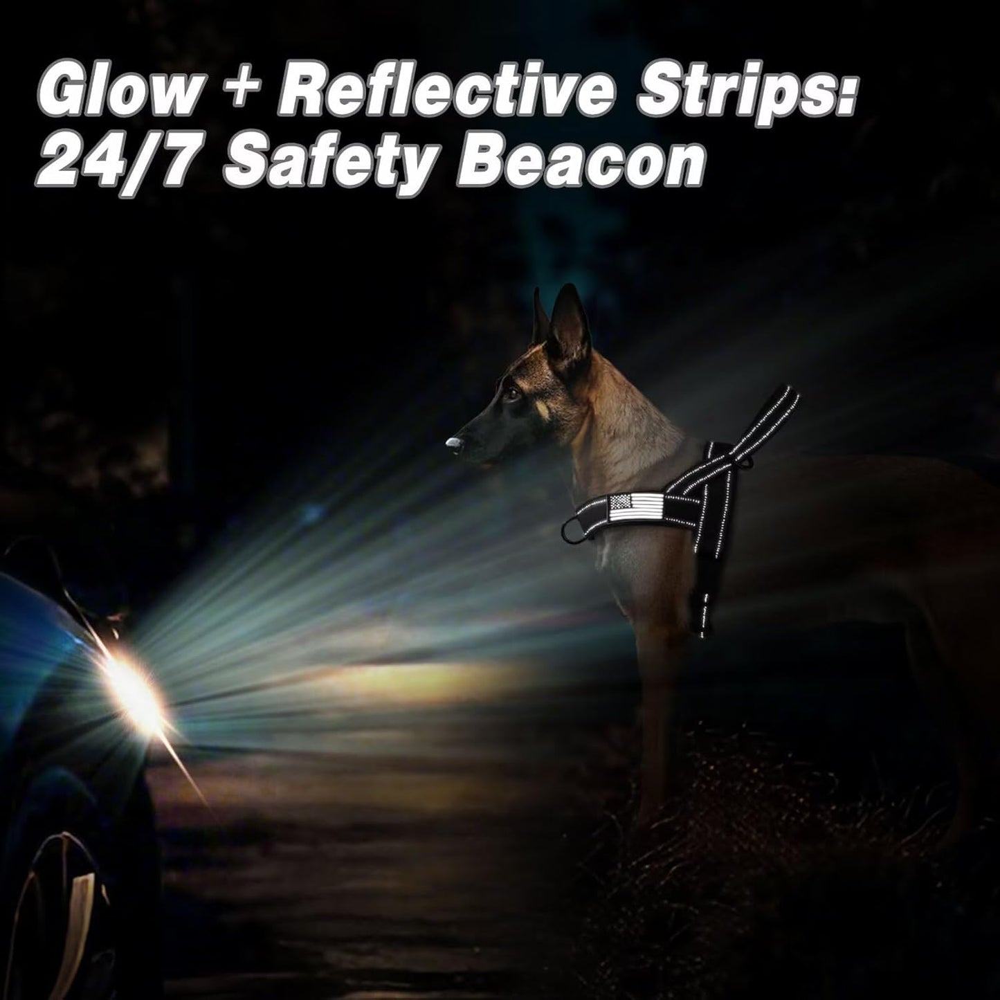 Forestpaw No Pull Dog Harness - Soft Flannel Padded Tactical Dog Vest Harness with Quick Release Buckle, Adjustable Reflective Pet Harness for Medium Large Dogs Walking Training,Black L