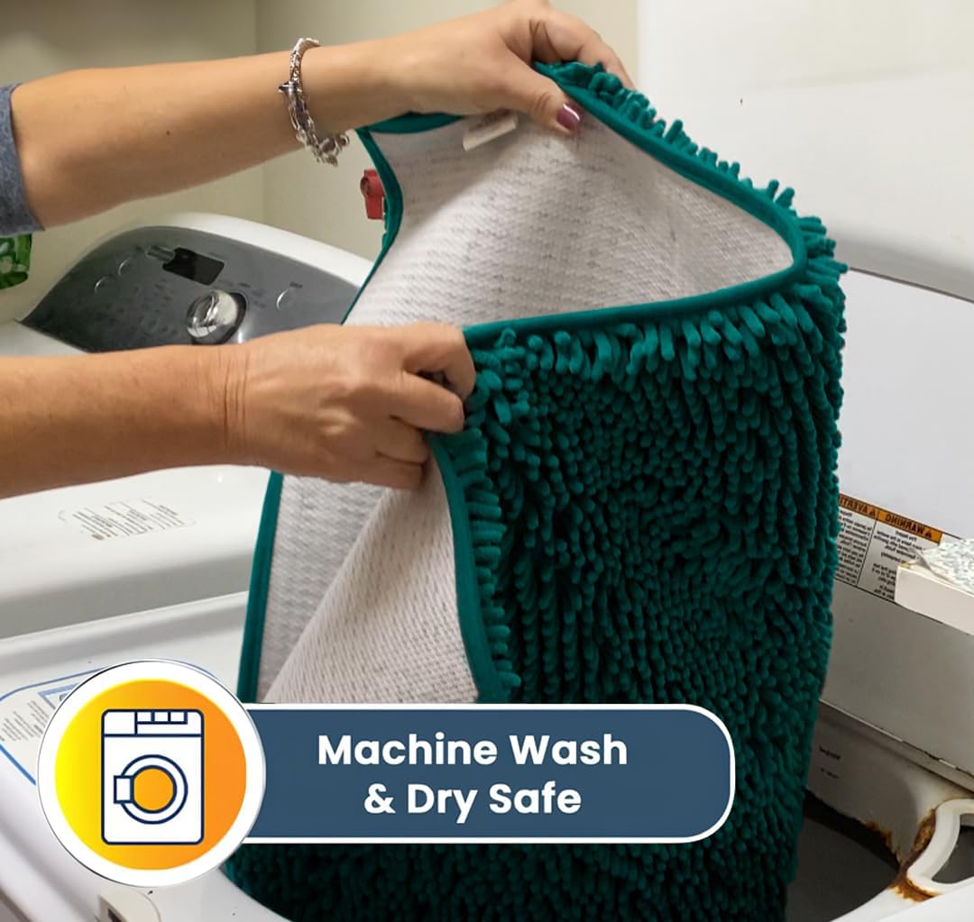 Muddy Mat® Shown on TV – Super Absorbent Door Mat Indoor, Microfiber Quick Dry Chenille Entryway Rug, Non-Slip Front Door Mat, Indoor Mats for Entryway, Machine Washable Pet Rug, Teal 24"x36"