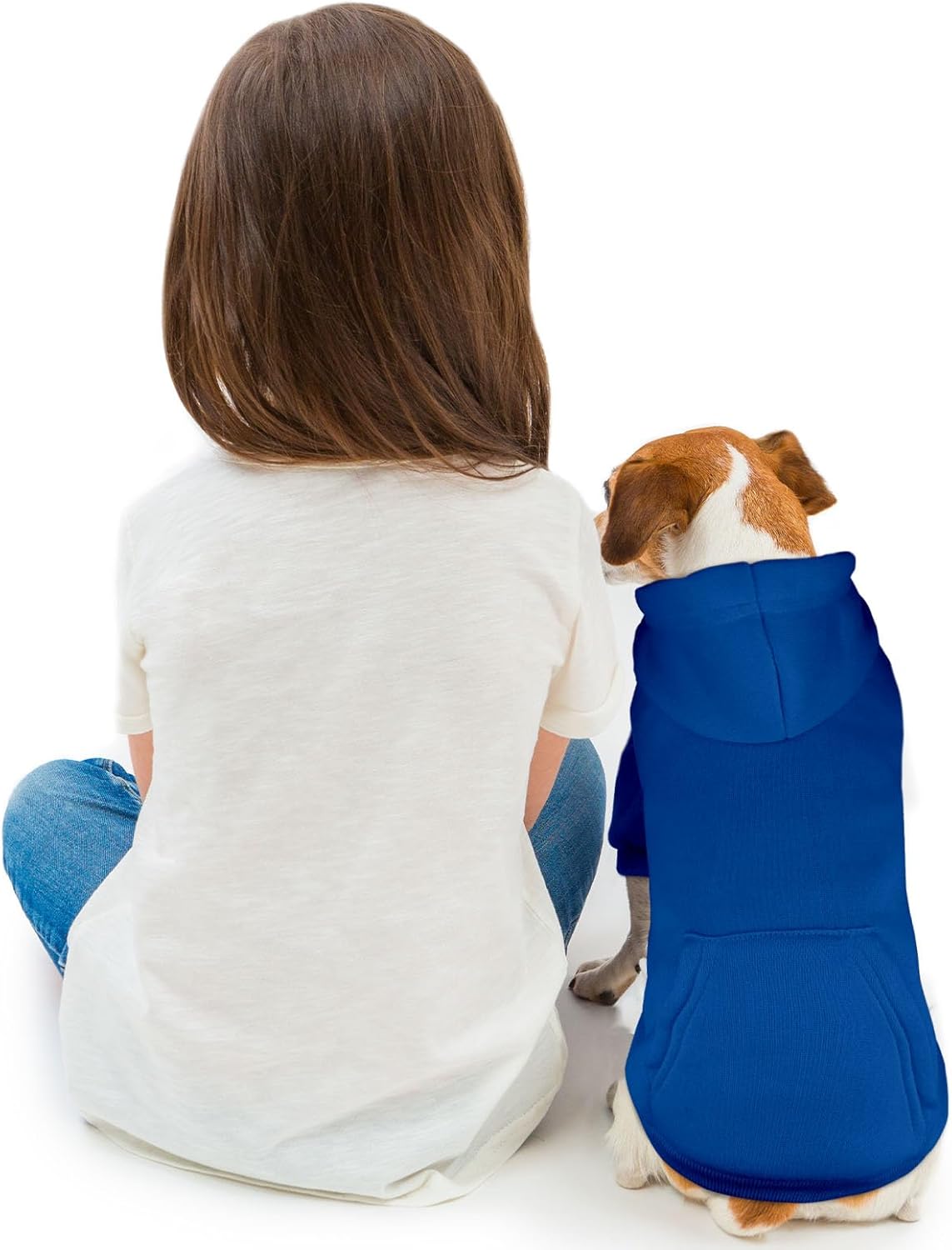 Dog Sweaters for Small Dogs Pet Sweater Solid Soft Brushed Fleece Dog Hoodie Clothes Pet Hoodie Sweatshirt with Pocket(Blue-XS)