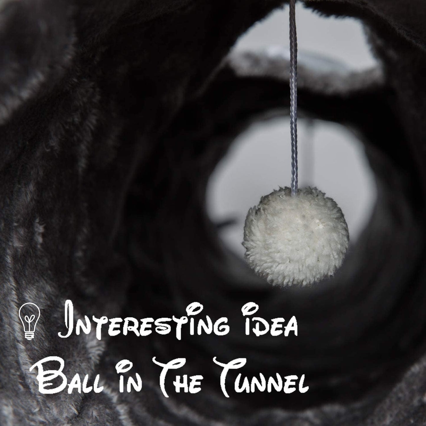 LUCKITTY Geometric 3 Way Cat Tunnel with Plush Inside,Cats Toys Collapsible Tunnel Tube with Balls, for Rabbits, Kittens, Ferrets,Puppy and Dogs