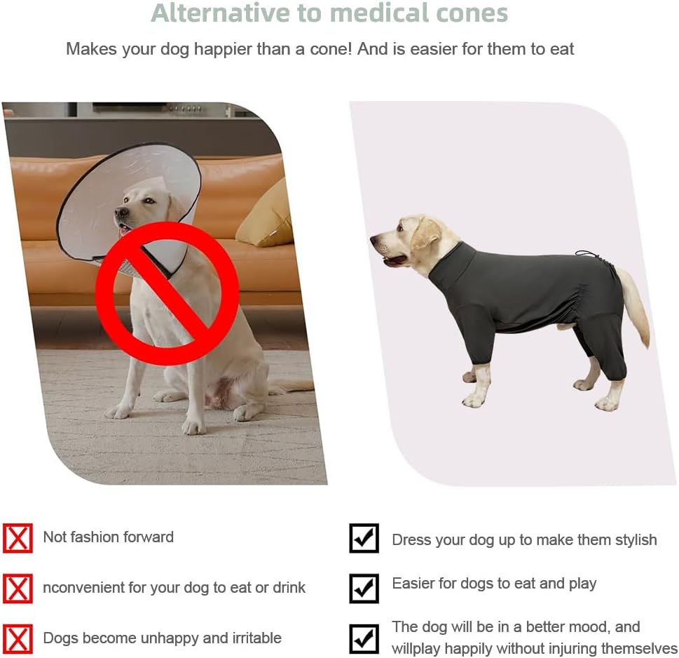 Dog Pyjamas PJS Sweater Clothes and Home Clothing Suitable for Medium to Large Breeds of Dogs, Dog Neutering Suits, Extra-Large Stretch Fabric, Four-Legged Clothes(Thin Dark Gray, 4XL)