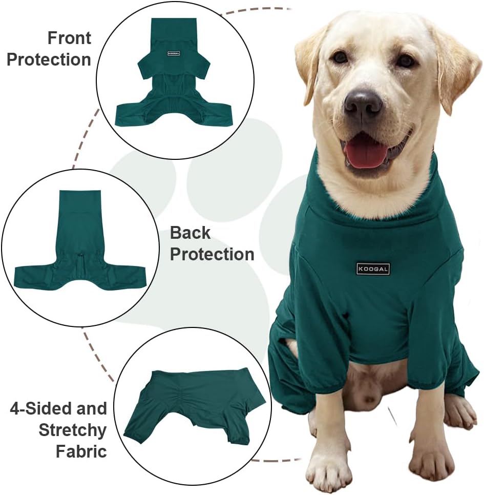Dog Pyjamas PJS Sweater Clothes and Home Clothing Suitable for Medium to Large Breeds of Dogs, Dog Neutering Suits, Extra-Large Stretch Fabric, Four-Legged Clothes(Thin Dark Green, 3XL)