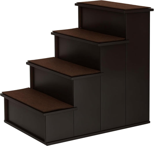 PawHut Pet Stairs, Small Pet Steps with Cushioned Removable Covering for Dogs and Cats Up to 22 lbs, Brown