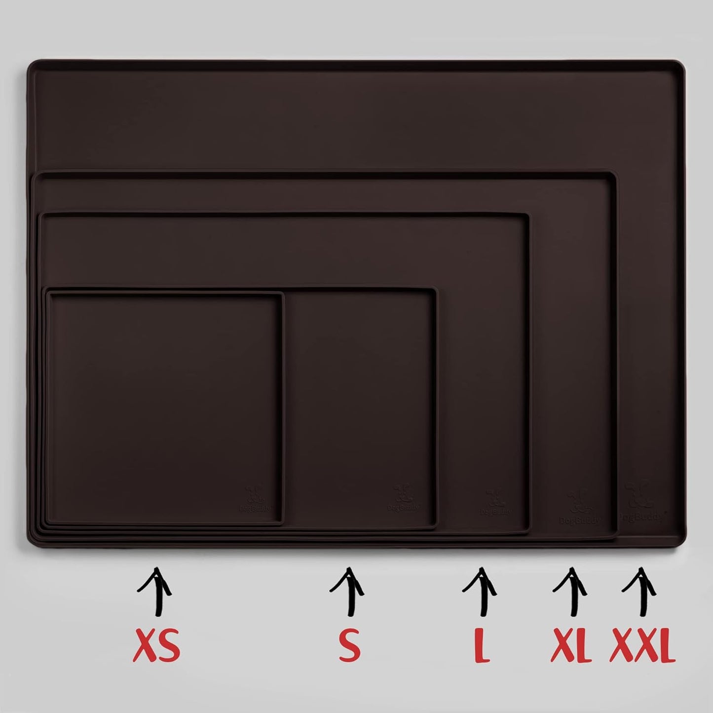 DogBuddy Dog Food Mat – Waterproof Dog Bowl Mat for Food and Water, Silicone Pet Feeding Mats for Floors, Non-Slip Placemat with High Edges for Dogs Bowls, Puppy Essentials (XL: 28" x 18", Coffee)