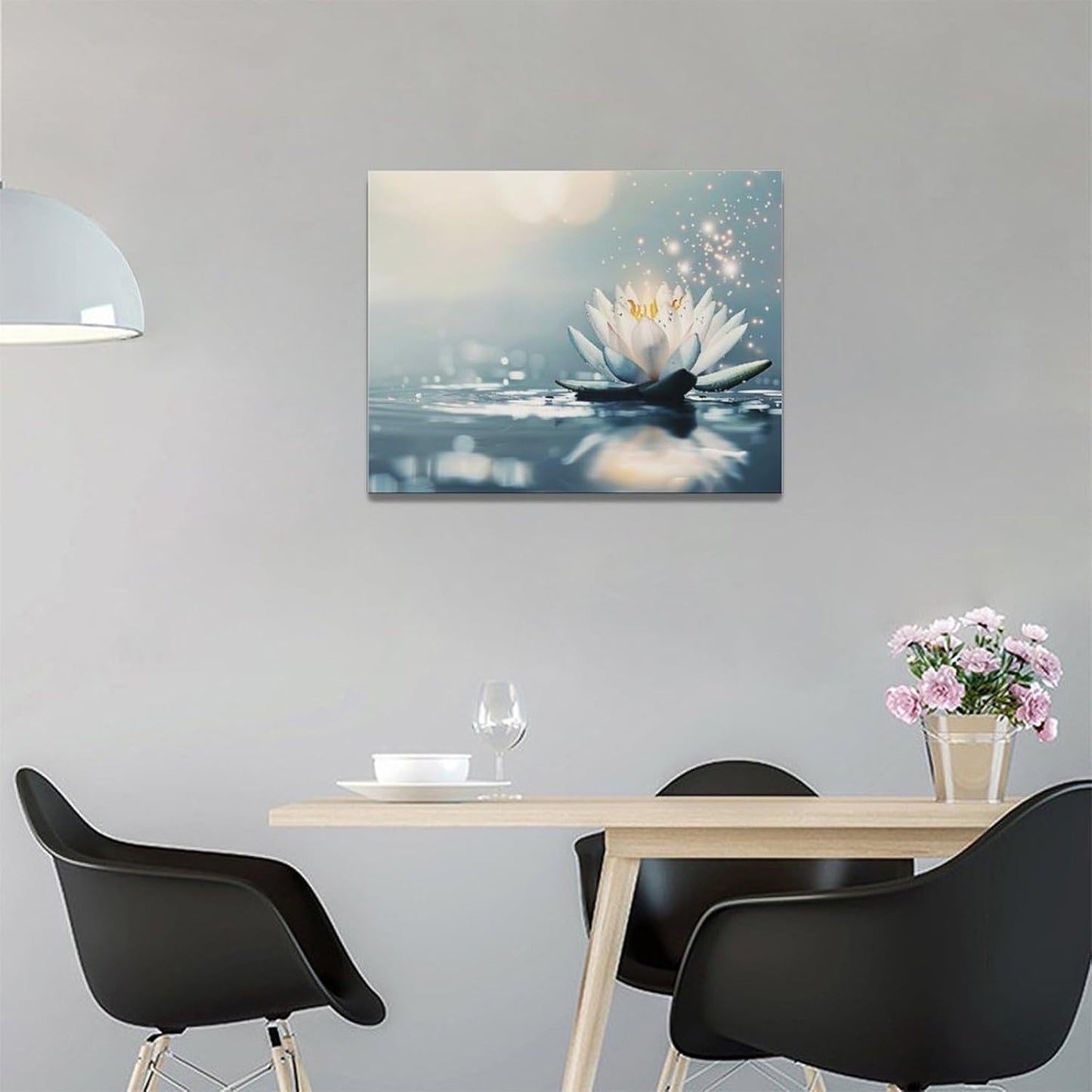 Bathroom Lotus Wall Art Floral Pictures Zen Meditation Wall Decor Yoga Spa Spiritual Canvas Print Painting Artwork for Bathroom Restroom Living Room Bedroom 12"x16"