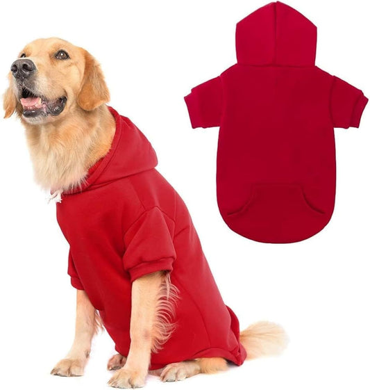 KOOLTAIL Basic Dog Hoodie - Soft and Warm Dog Hoodie Sweater with Leash Hole and Pocket, Dog Winter Coat, Cold Weather Clothes Sweatshirt for Small Medium Large Dogs Puppy Cat Boys Girls Red XL