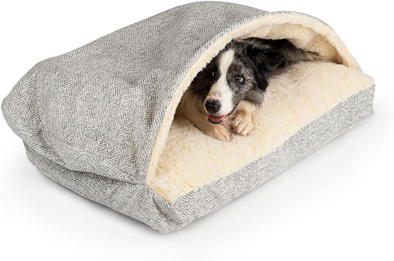 Snoozer Pet Products Luxury Rectangle Cozy Cave Dog Bed with Microsuede, Showdog Collection, Medium, Palmer Dove