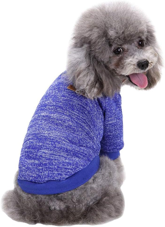 Jecikelon Dog Clothes Dogs Sweater Soft Puppies Clothing Winter Puppy Sweaters Warm Outfit for Dogs Small XXS XS Cat Apparel (X-Large, Dark Blue)