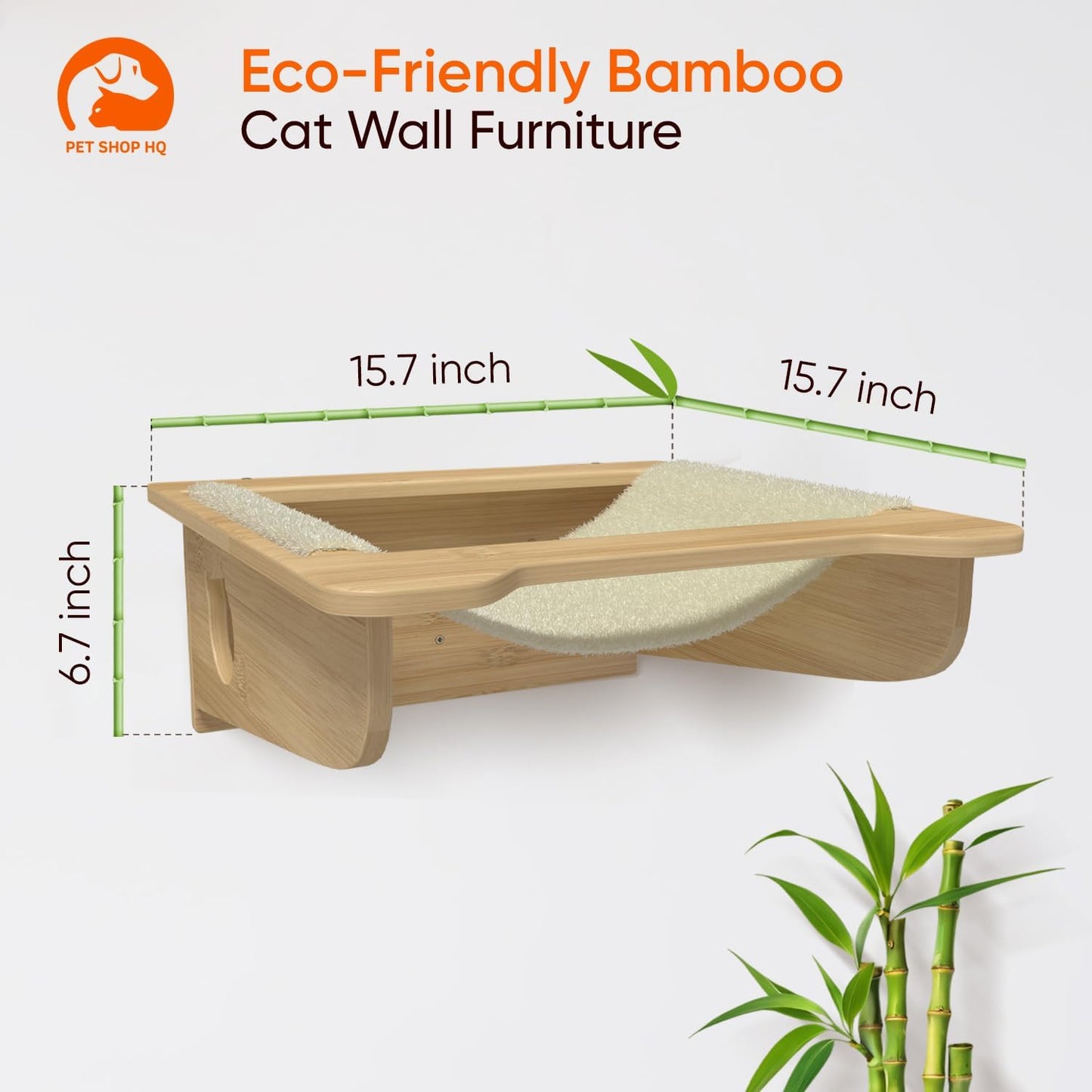 Cat Wall Furniture Set - Bamboo Shelves, Ladders, Cat House, Hammock & More - Space-Saving, Easy Installation, Up to 60lbs
