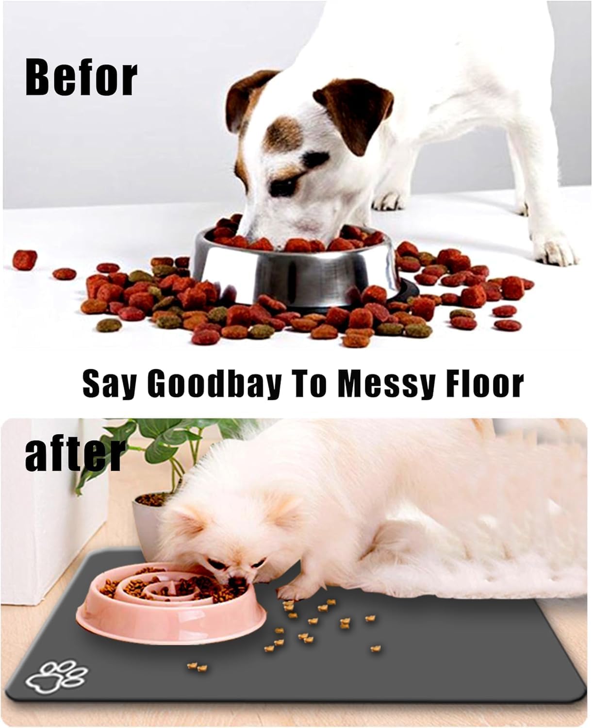 Large Boho Dog Cat Food Mats for Floors, Absorbent Dog Bowl Mat for Food and Water Dispenser Mat, Quick Dry Pet Supplies(Vintage Orange, 36'' x 16'')