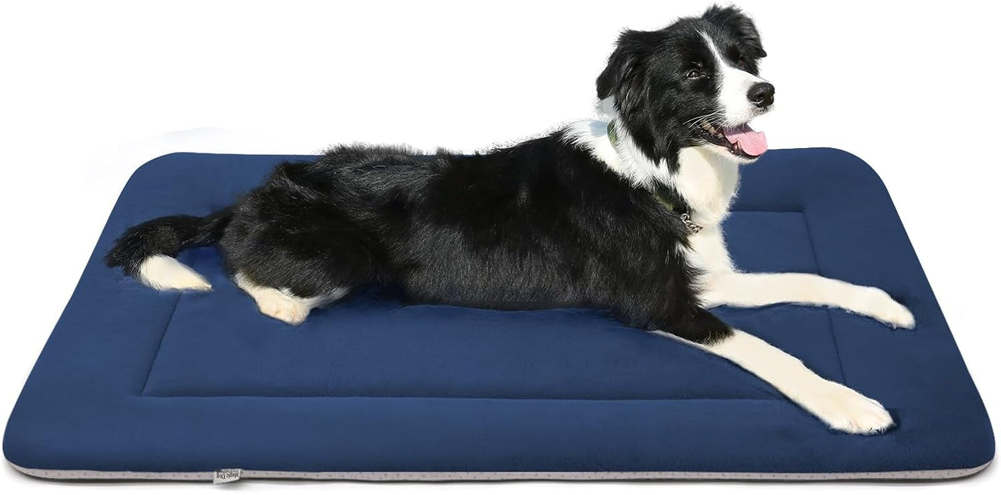 Magic Dog Bed - Soft Crate Pad Mat for Medium/Large Dogs, 36 Inch Machine Washable Kennel Pad with Non-Slip Bottom, Dark Blue