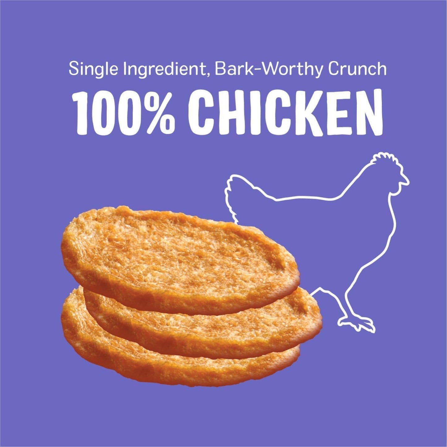 Three Dog Bakery Bark’N Crunch! Chicken Chips, Crunchy Treats for Dogs, Single Ingredient, High Protein Snacks, No Artificial Flavors or Colors, Made in The USA, 8 oz