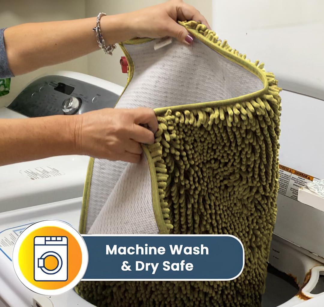 Muddy Mat® Shown on TV – Super Absorbent Door Mat Indoor, Microfiber Quick Dry Chenille Entryway Rug, Non-Slip Front Door Mat, Indoor Mats for Entryway, Machine Washable Pet Rug, Yellow 36"x60"