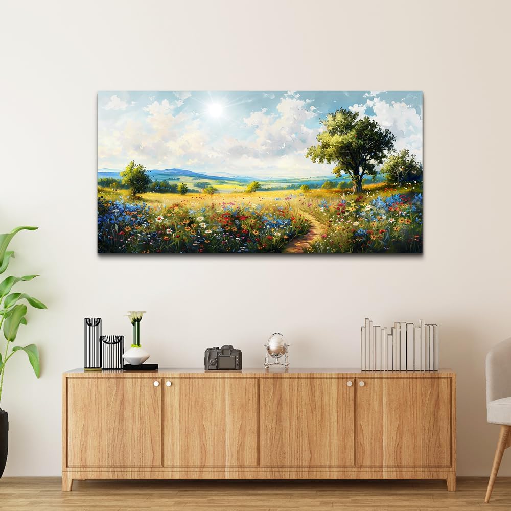 hyidecorart Large Wall Art For Living Room Bedroom Wall Decor Pictures Artworks Nature Field Scenery Abstract Painting Modern Wall Decorations For Office Canvas Prints Home Art Decor Ready To Hang