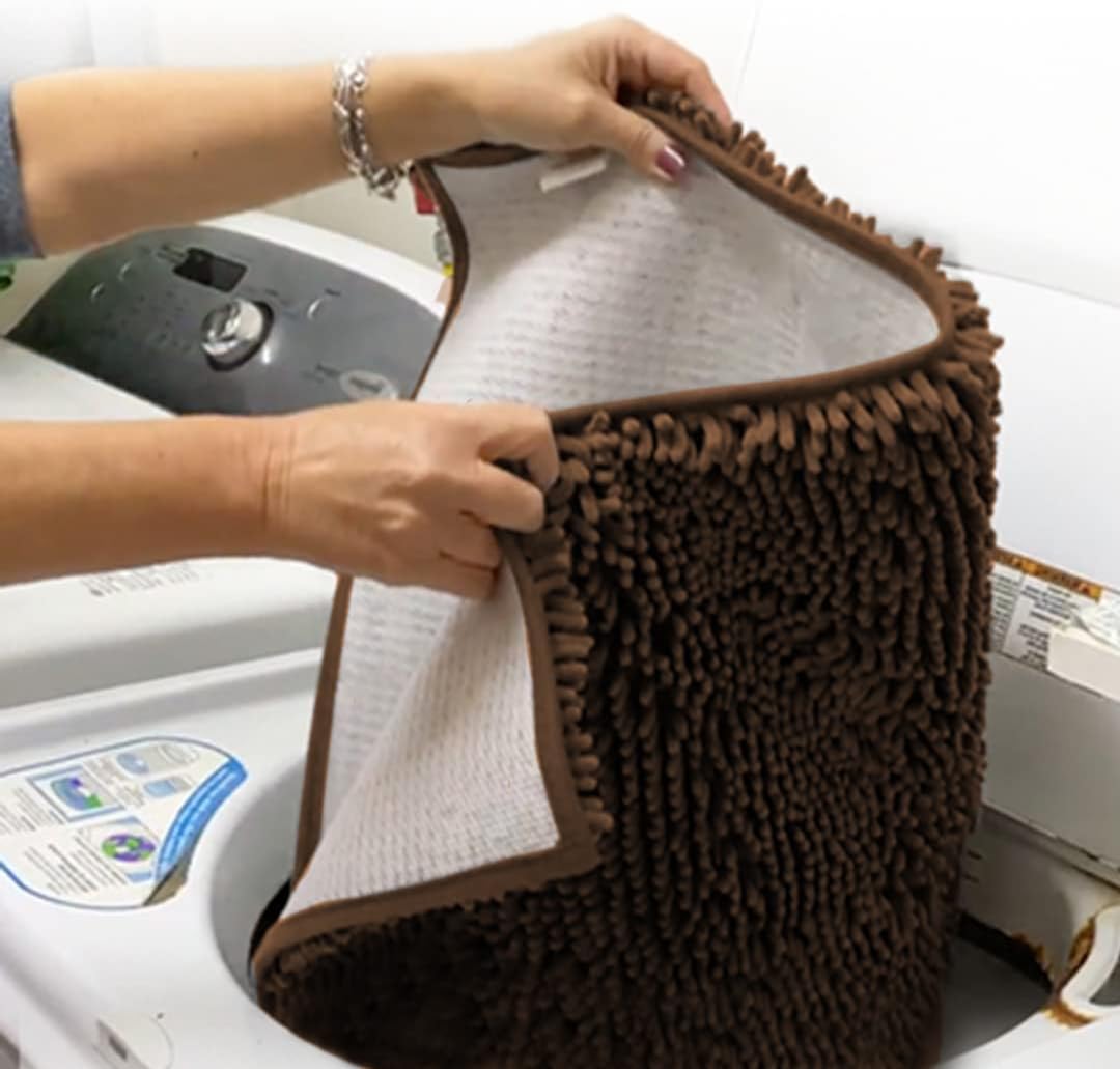 Muddy Mat® Shown on TV – Super Absorbent Microfiber Dog Door Mat for Muddy Paws, Non-Slip Washable Pet Rug, Quick Dry Chenille Entryway Carpet, Machine Washable Indoor Outdoor mat, Brown 59"x35"