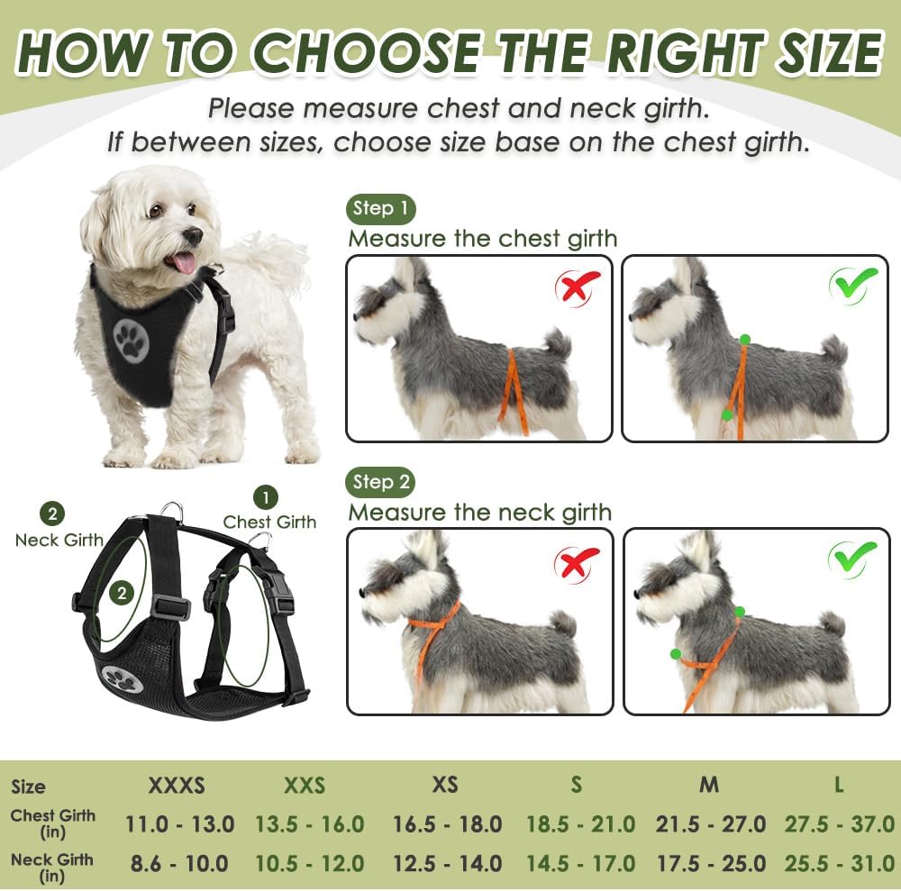 SlowTon Dog Seat Belt Harness for Car, Dog Car Harness Adjustable Mesh Breathable & Dog Seatbelt Safety Tether with Elastic Bungee for Small Medium Large Pets(Black, Single Clip, XXS)