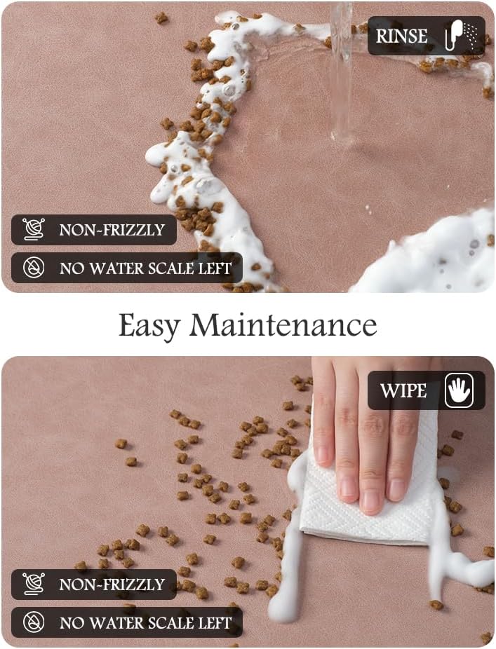 Pet Feeding Mat-Absorbent Dog Mat for Food and Water Bowl-No Stains Quick Dry Water Dispenser Mat-Dog Accessories Pet Supplies-Bowl for Messy Drinkers（Dusty Pink,17"x34"