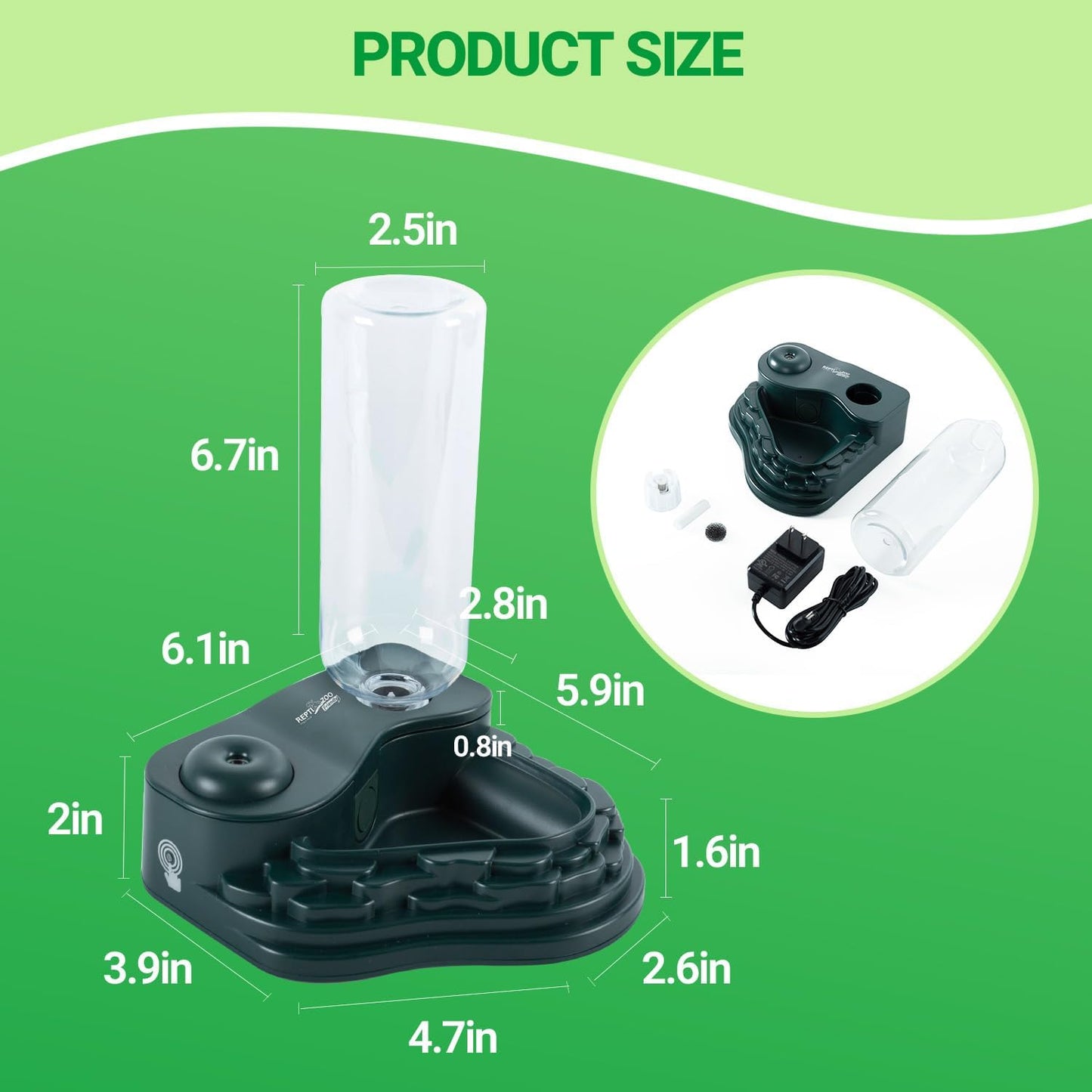 Reptile Fogger and Water Bowl 2 in 1, Mini Reptile Humidifier with Water Dish for Reptile Amphibian Lizard Gecko, Smart Water Dispenser