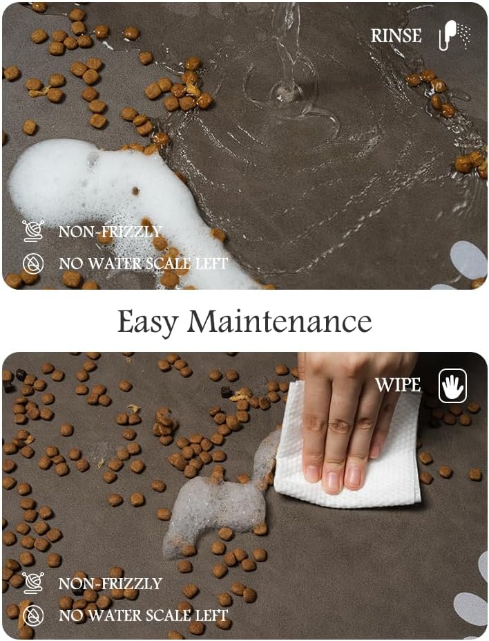 Pet Feeding Mat-Absorbent Dog Mat for Food and Water Bowl-No Stains Quick Dry Water Dispenser Mat-Dog Accessories Pet Supplies-Bowl for Messy Drinkers（Brown,17"x28"
