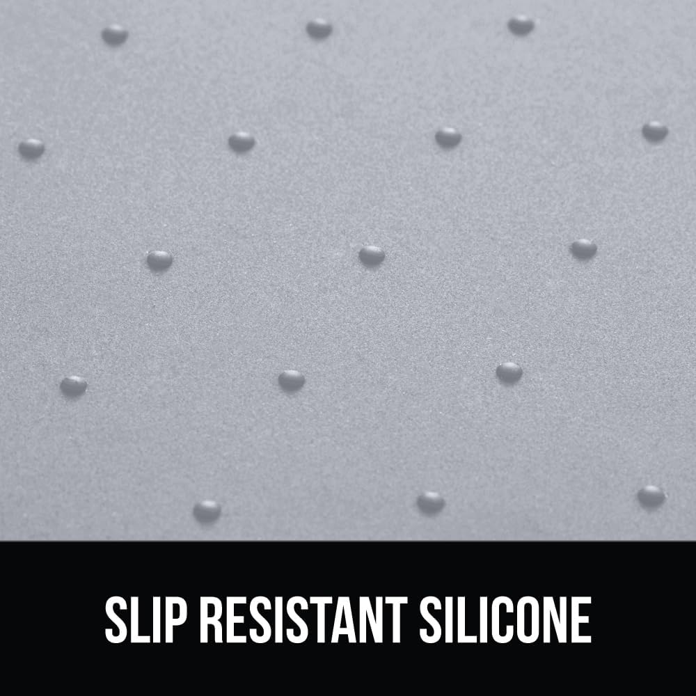 GORILLA GRIP 100% Waterproof Raised Edge BPA Free Silicone Pet Feeding Mat, Dog Cat Food Mats Contain Spills Protects Floors, Placemats for Cats, Dogs Water Bowl, Pets Accessories 16x10, Light Gray