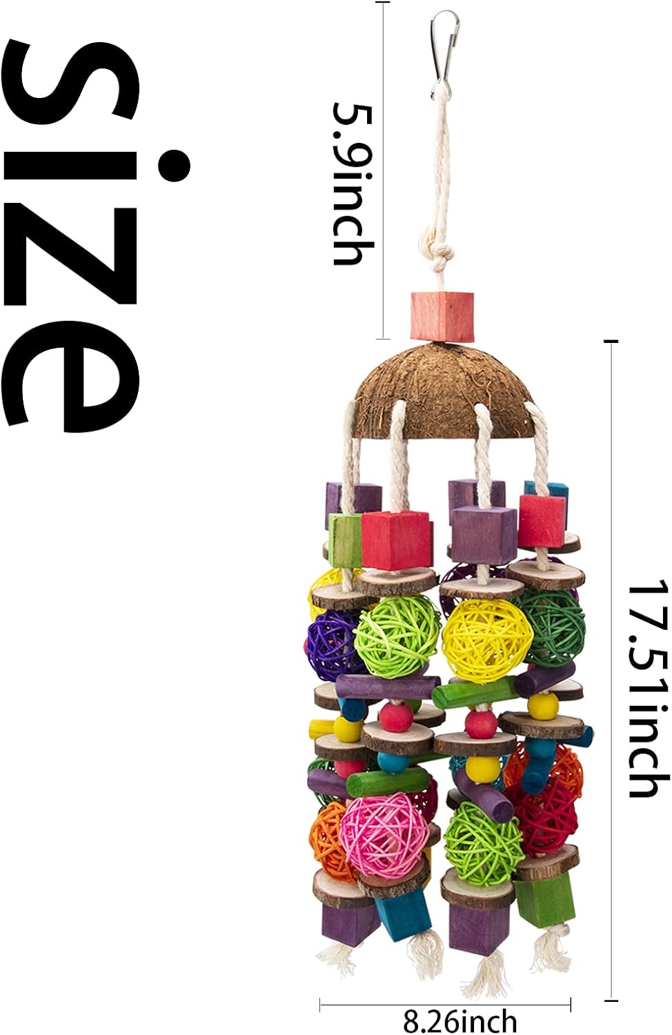 EBaokuup Large Bird Parrot Toys, Multicolored Wooden Blocks Bird Chewing Toy Parrot Cage Bite Toy for Macaws Cokatoos African Grey and Large Medium Parrot Birds