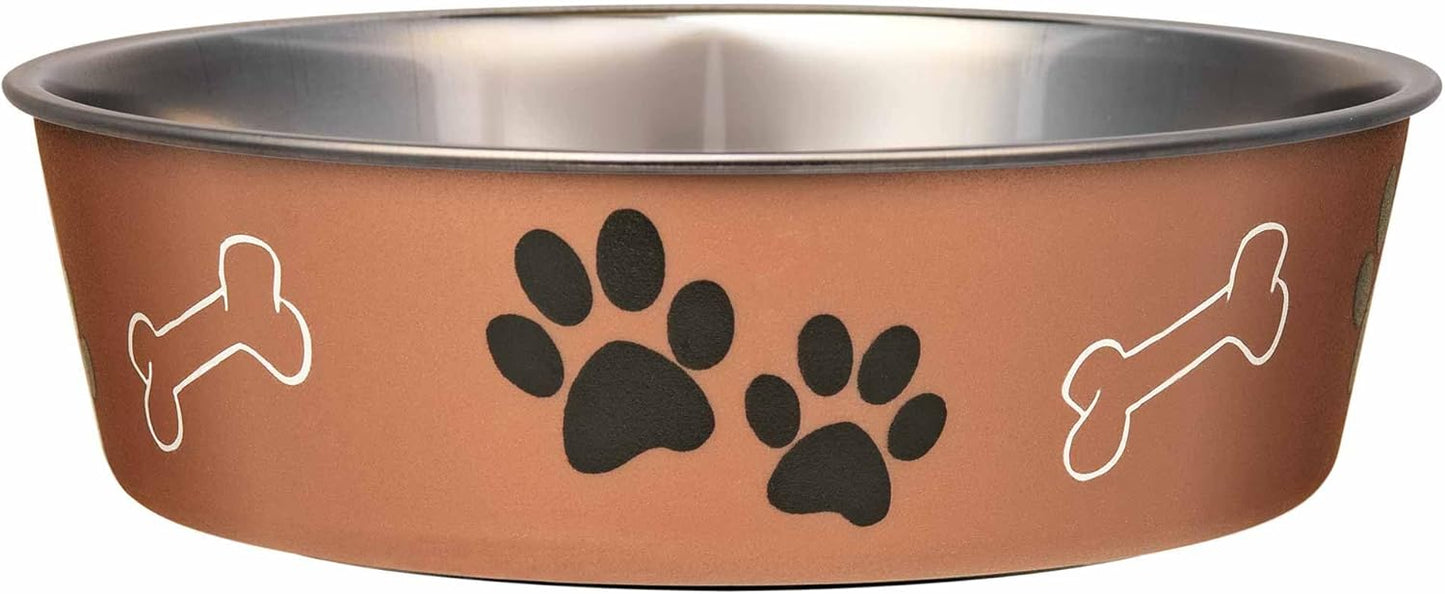 Loving Pets Bella Dog Bowls- Stainless Steel Dog & Cat Bowls - Spill Proof Dog Food Bowl, Cat Bowl, Puppy Essentials & Pet Supplies Great for Home & Travel (Large 35-65 lbs, Copper)