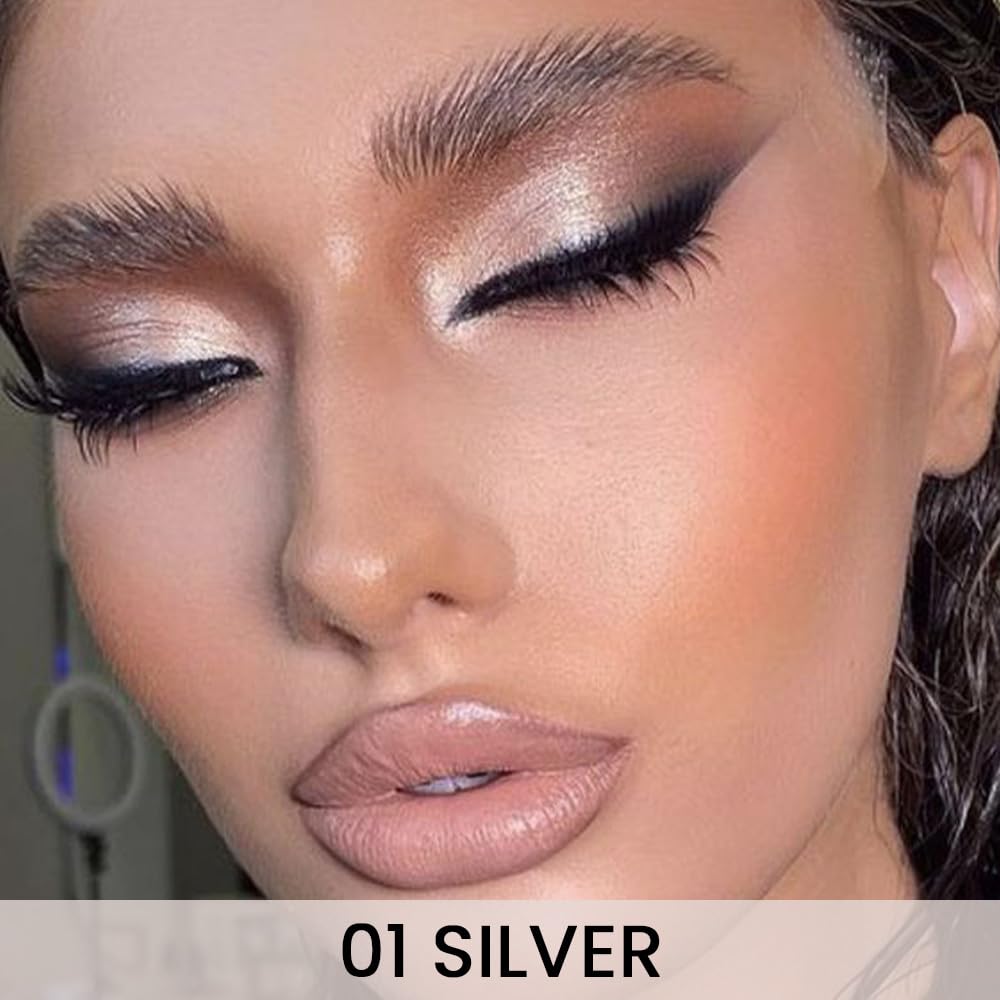 evpct 1Pcs Silver Gel Eyeliner Pencil Eye Black Face Paint Stick Makeup Set Waterproof Matte Cream Crayon Eyeliner Pencil Set Cat Eye Liners Eyeshadow Guide delineador de ojos contra el agua