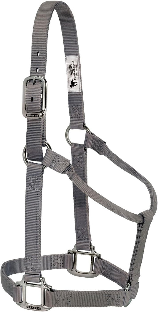 Weaver Equine Nylon Horse Halter, Triple-Ply Cheek Design, Original Non Adjustable Halters for Horses, Equine Tack,Average Size, Black