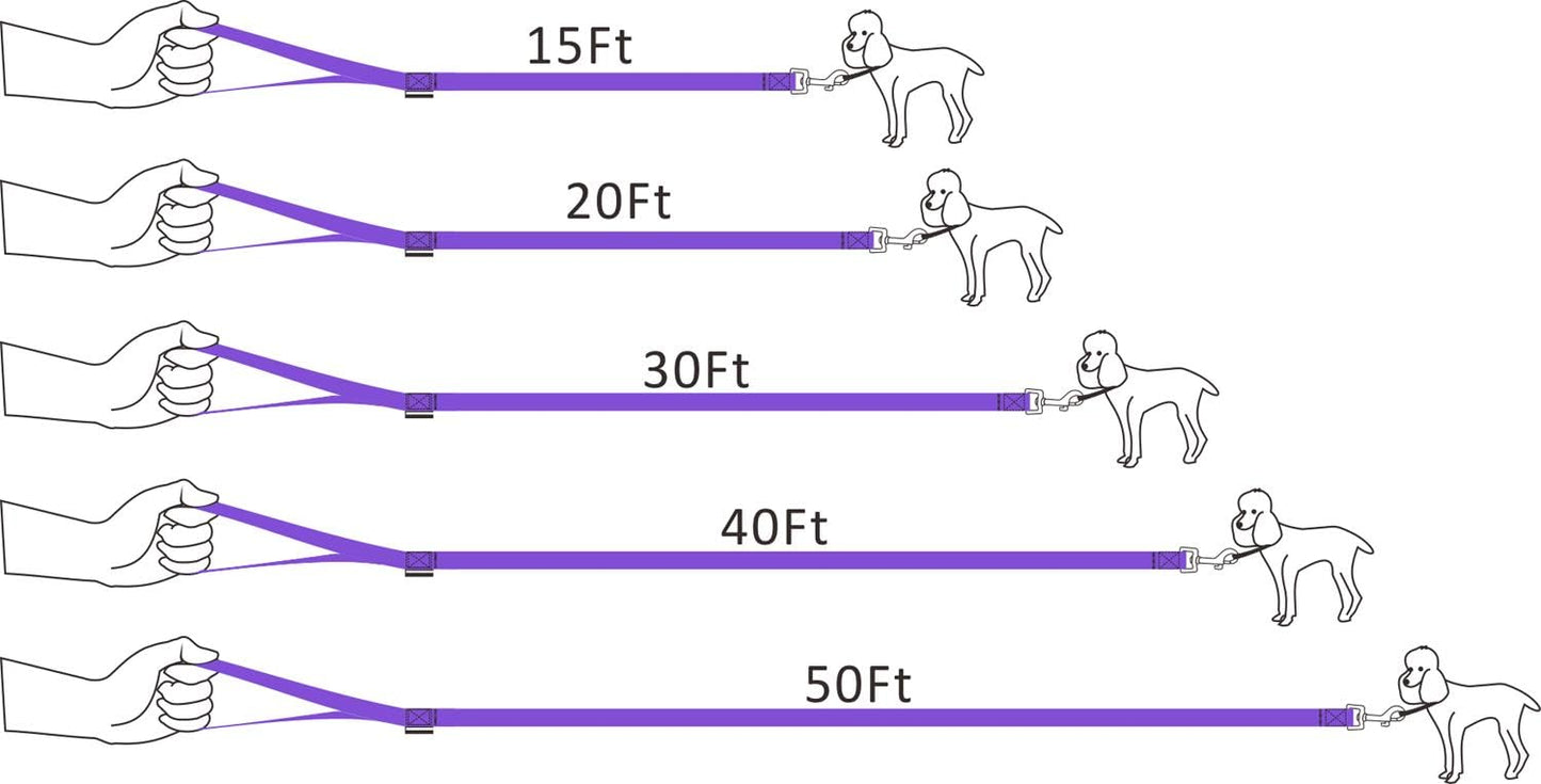 Dog/Puppy Obedience Recall Training Agility Lead - 15ft Long Training Leash，3/4in Wide - Great for Play, Camping, or Backyard (15Feet, Purple)