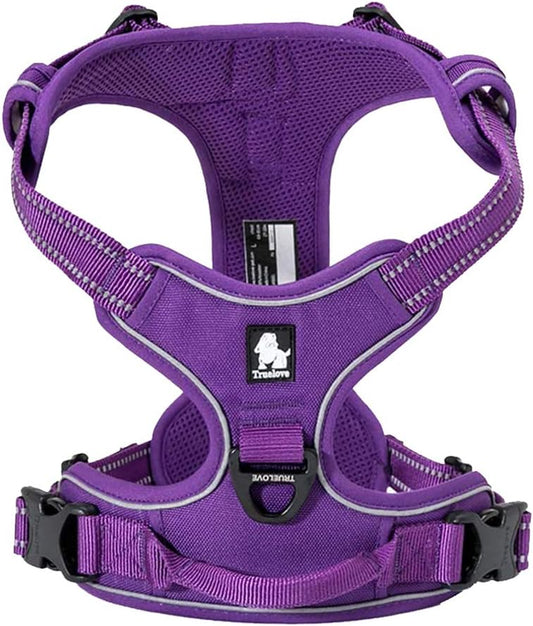 TRUE LOVE Adjustable No-Pull Dog Harness Reflective Pup Vest Harnesses Comfortable Control Brilliant Colors Truelove TLH5651(Purple,L)
