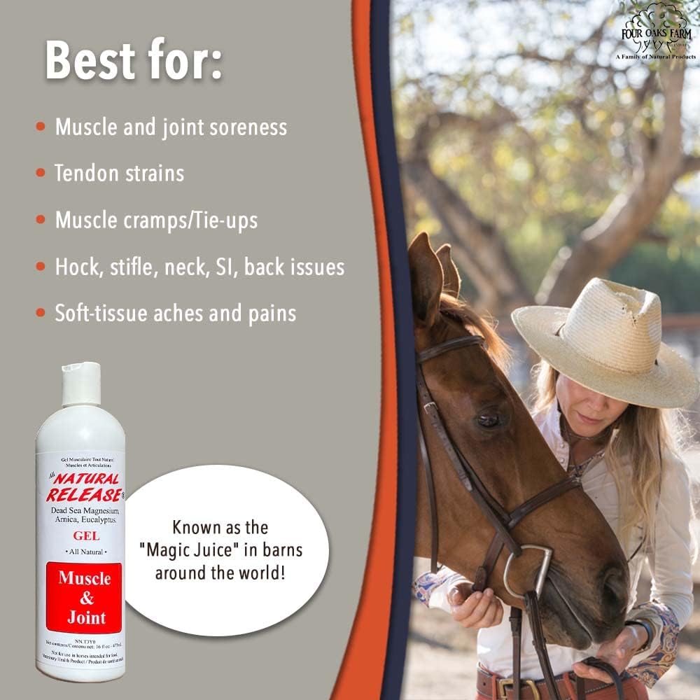 Natural Release Muscle Gel Treatment - Horse Liniment for Sore Muscles, Joint Pain, and Tendons
