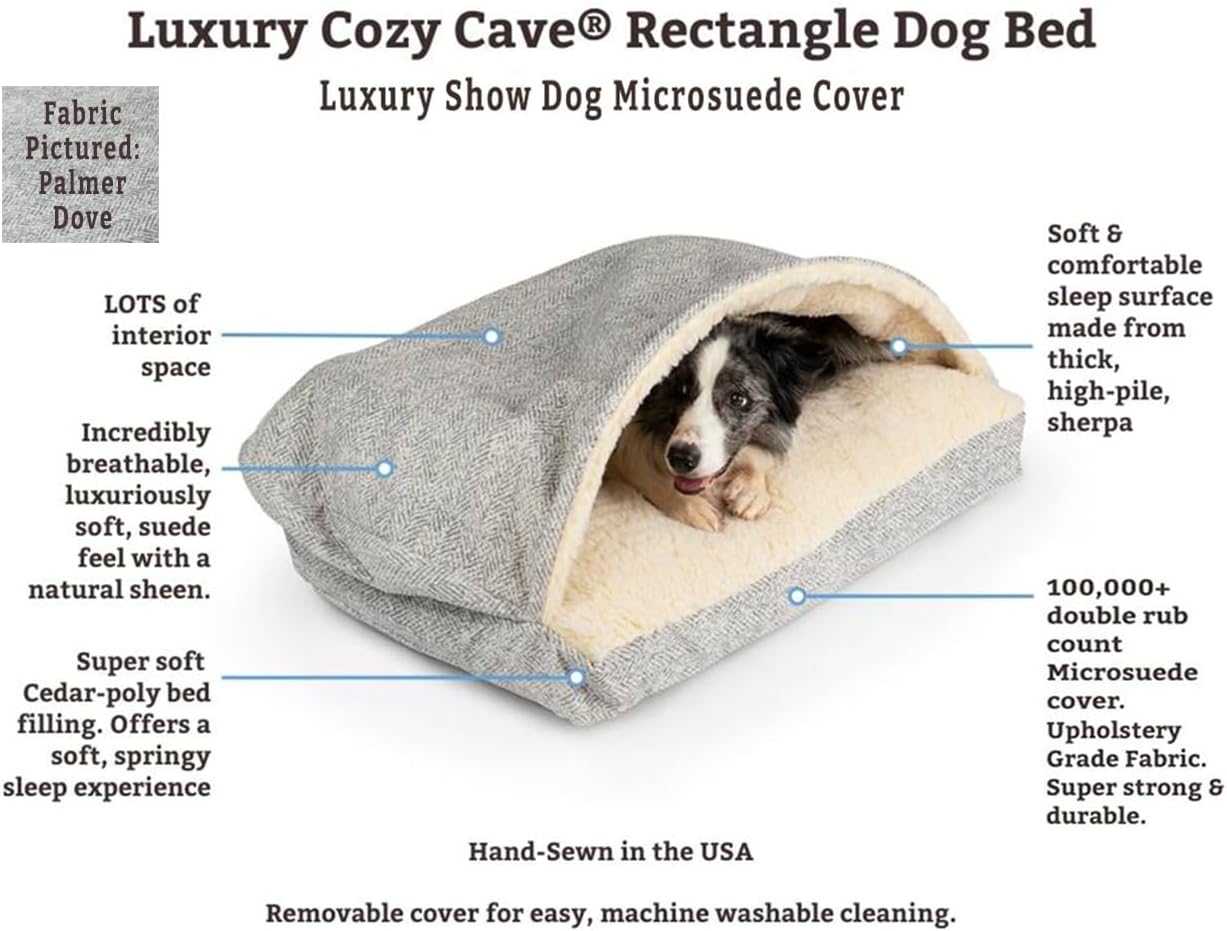 Snoozer Pet Products Luxury Rectangle Cozy Cave Dog Bed with Microsuede, Showdog Collection, Extra Large, Merlin Pewter