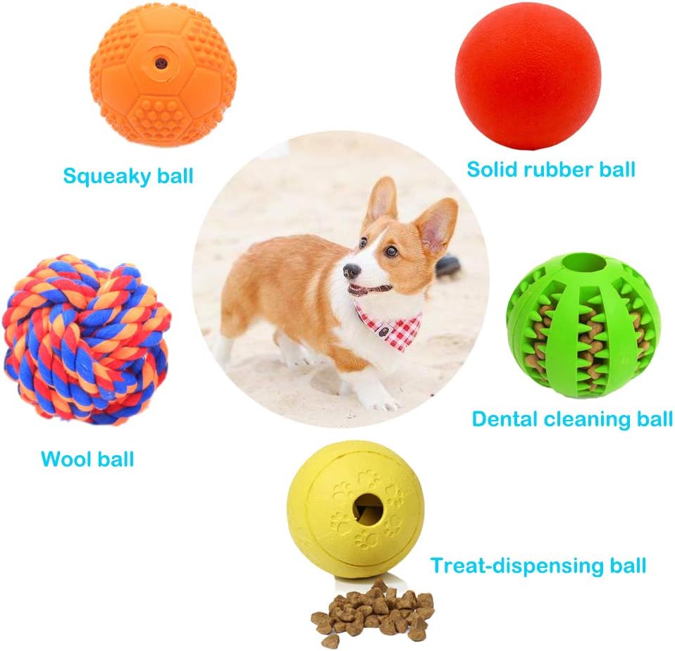5 Different Functions Interactive Dog Toys for Puppies, Puppy Puzzle Toys for Small Dogs, Dog Balls for Small Dogs, Treat Dispensing Dog Toys, Squeaky Ball, Small Breed