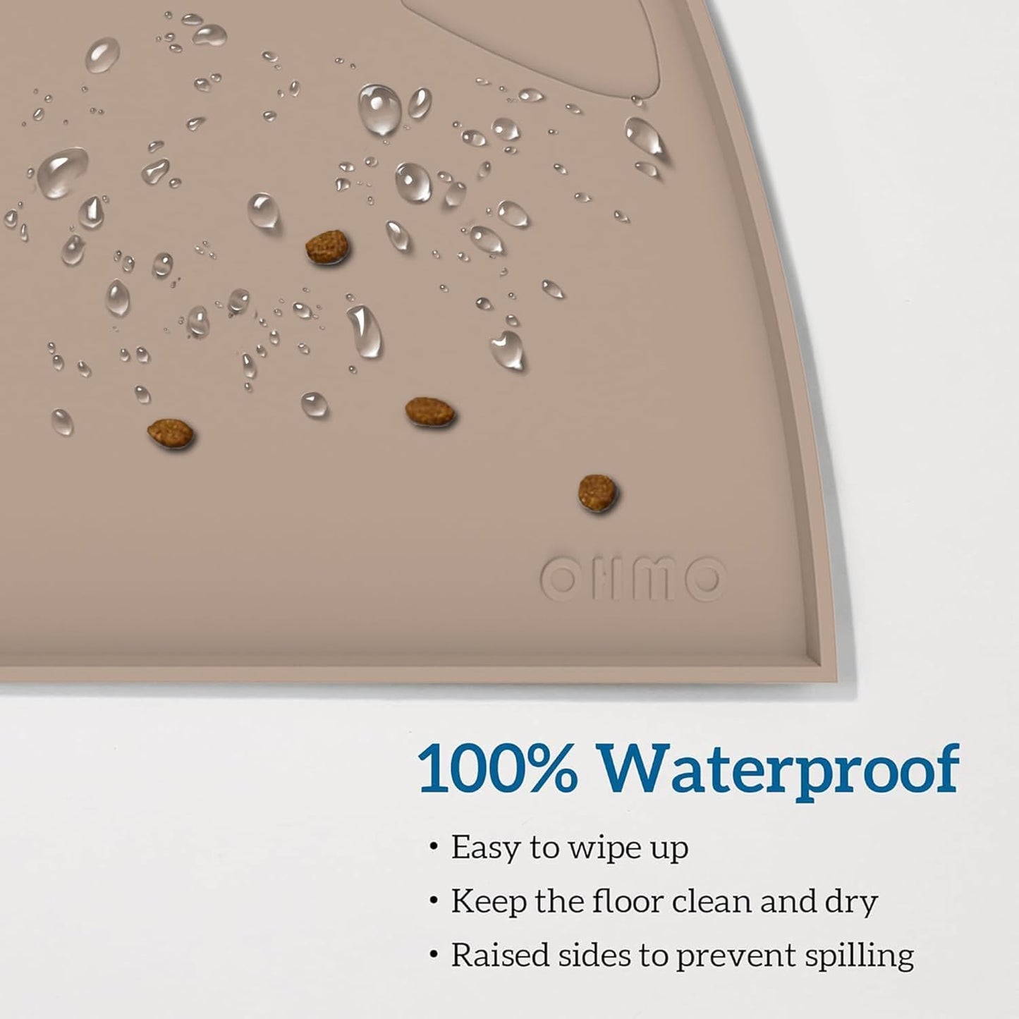 OHMO - Cat Food Mat, Silicone Pet Feeding Mat for Floor Non-Skid Waterproof Dog Water Bowl Tray, Easy to Clean Pet Placemat