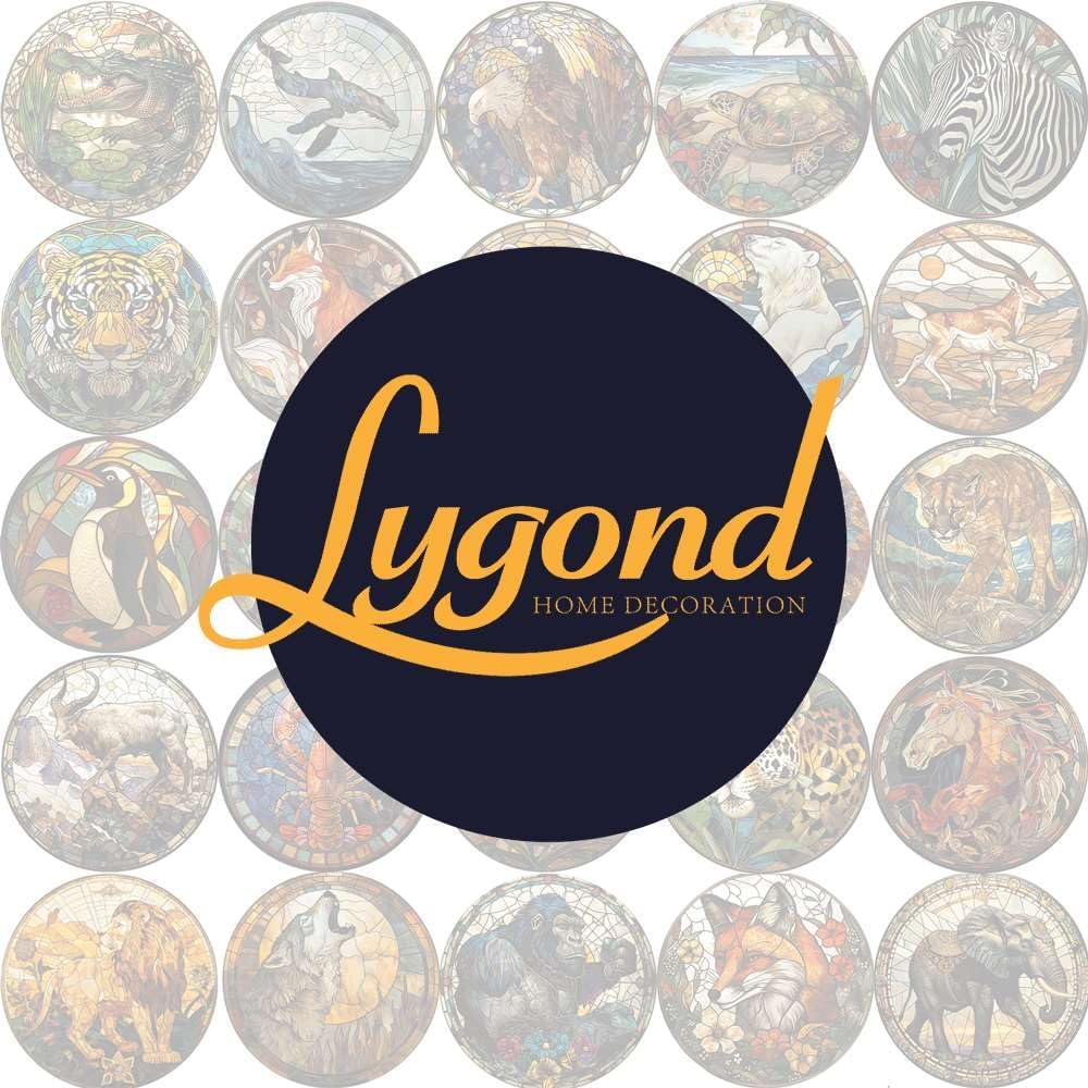 Lygond Metal Sign Tin Sign Circular Stained Glass Gray Wolf Bathroom Signs for Home for Club 12×12 Inches