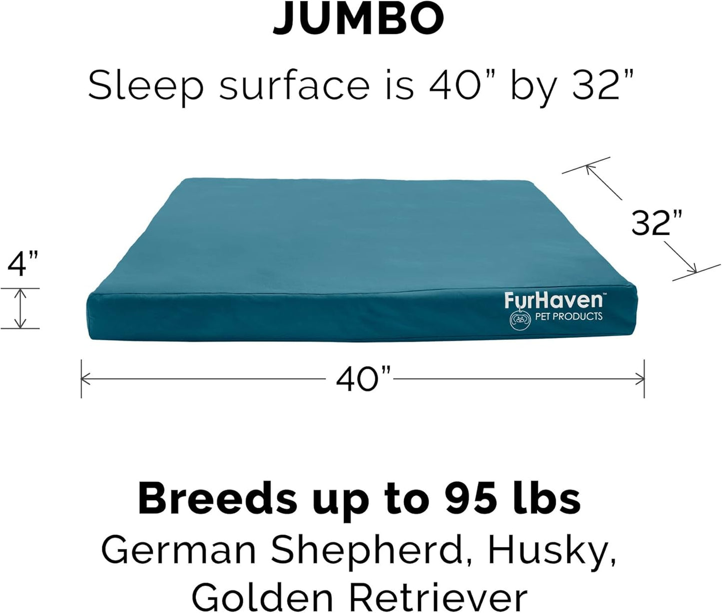 Furhaven Water-Resistant Cooling Gel Dog Bed for Large Dogs w/ Removable Washable Cover, For Dogs Up to 95 lbs - Indoor/Outdoor Logo Print Oxford Polycanvas Mattress - Deep Lagoon, Jumbo/XL