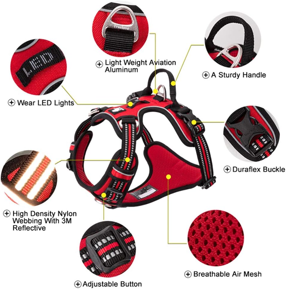 TRUE LOVE Truelove Dog Harness No Pull Nylon Reflective Pet Harness Adjustable Comfortable Control Step-in Brilliant Colors TLH56512