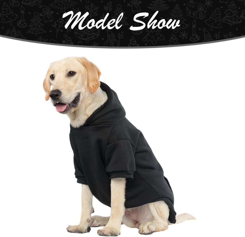 KOOLTAIL Basic Dog Hoodie - Soft and Warm Dog Hoodie Sweater with Leash Hole and Pocket, Dog Winter Coat, Cold Weather Clothes Sweatshirt for Small Medium Large Dogs Puppy Cat Boys Girls Black L