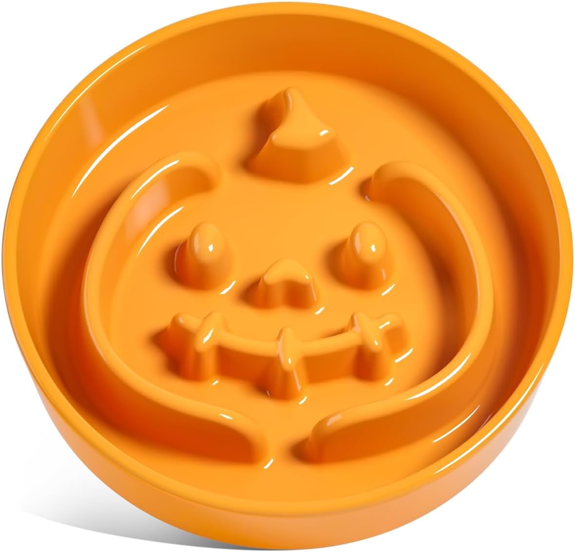 LE TAUCI Ceramic Puzzle Feeder Elevated 3 Cup with Wood Stand for Small Medium Dog & Puppy, Fast Eater Raised Dish Pumpkin Orange