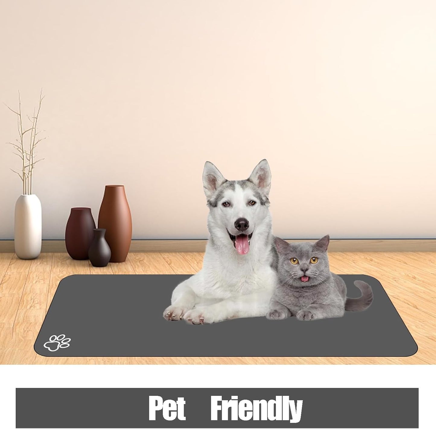 Large Pet Feeding Mat, 39.3"x15.7" Absorbent Quick Dry Dog Mat for Food and Water Bowl, Non Skid Cat Bowl Mat, No Stains for Pet Water Dispenser Pet Supplies for Messy Drinkers