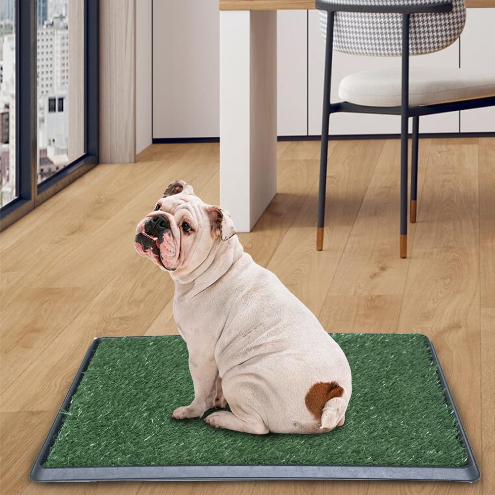 Artificial Grass Dog Grass Pad with Tray, Reusable Pet Urinal Pads for Training, 4 Layers Washable Bathroom Balcony Indoor Dog Potty (L-20×30")