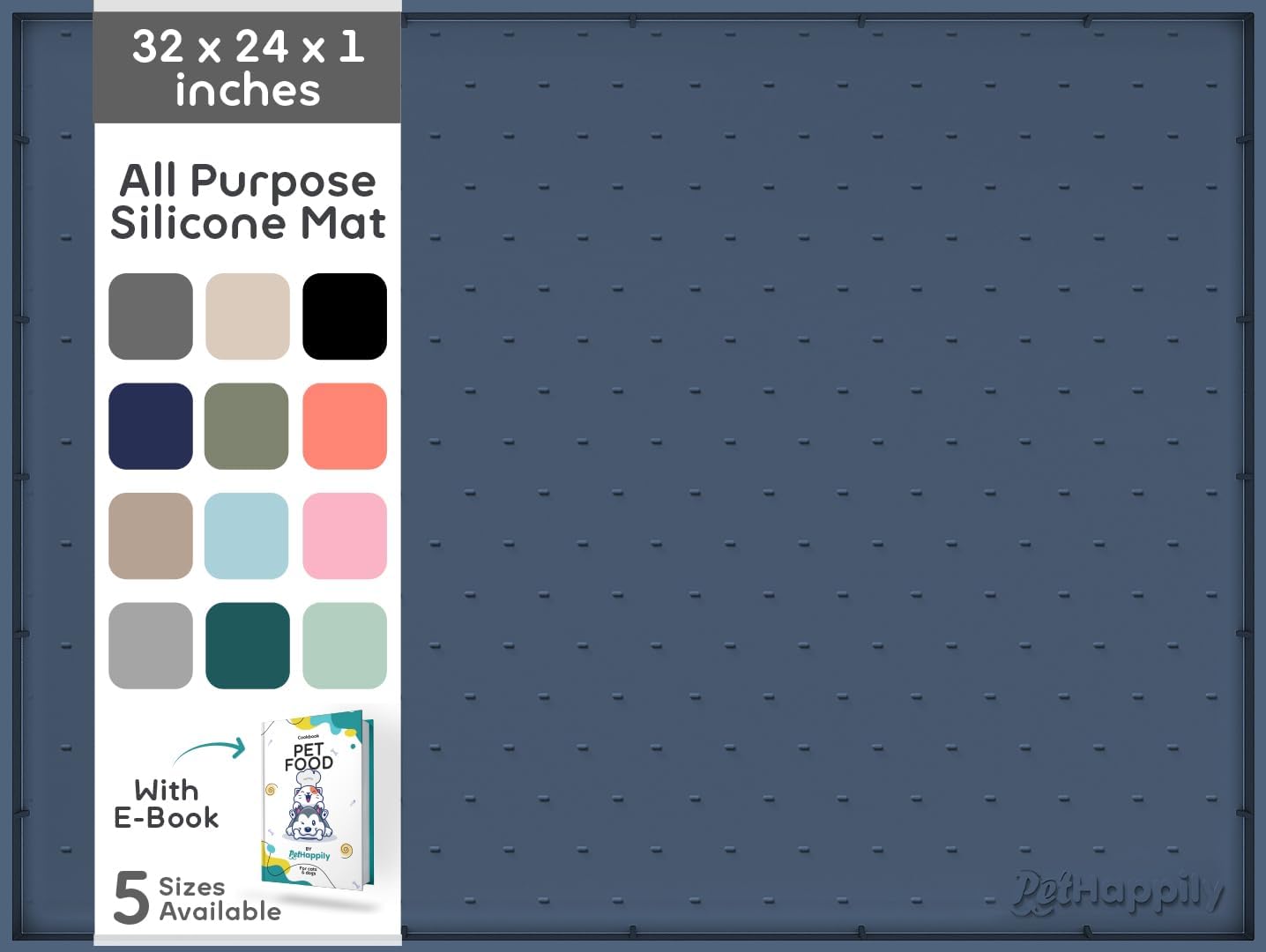 32x24x1” XL Dog Food Mat - All Purpose Under Sink Liner, Washer and Dryer Covers for The Top, Silicone Griddle Mat for Blackstone - Raised Edges Dog Mat for Food and Water Prevent Spill, Waterproof