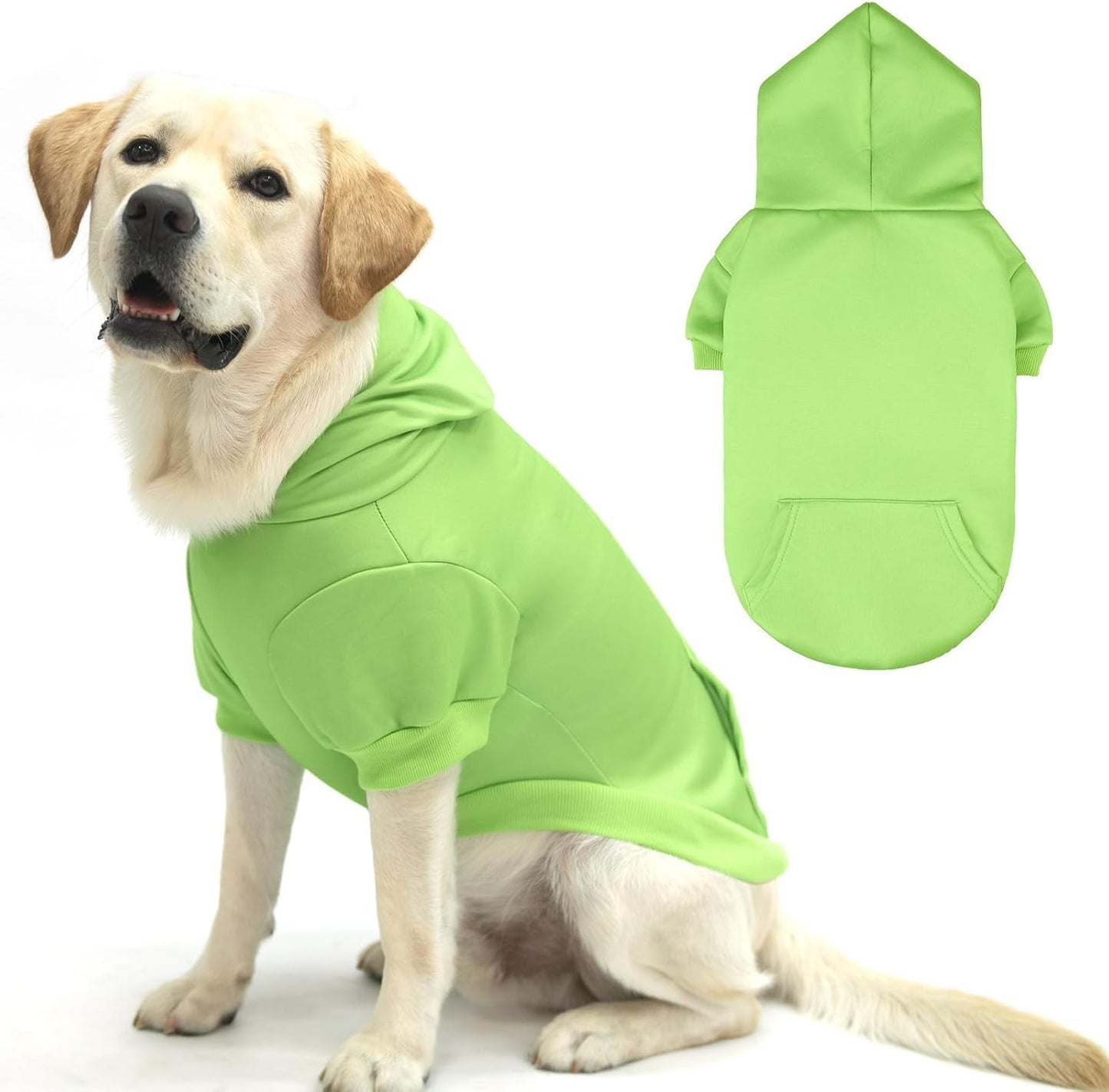 KOOLTAIL Basic Dog Hoodie - Soft & Warm Dog Hoodie Sweater with Leash Hole and Pocket, Dog Winter Coat, Cold Weather Clothes Sweatshirt for Small Medium Large Dogs Puppy Cat Boys Girls Green L