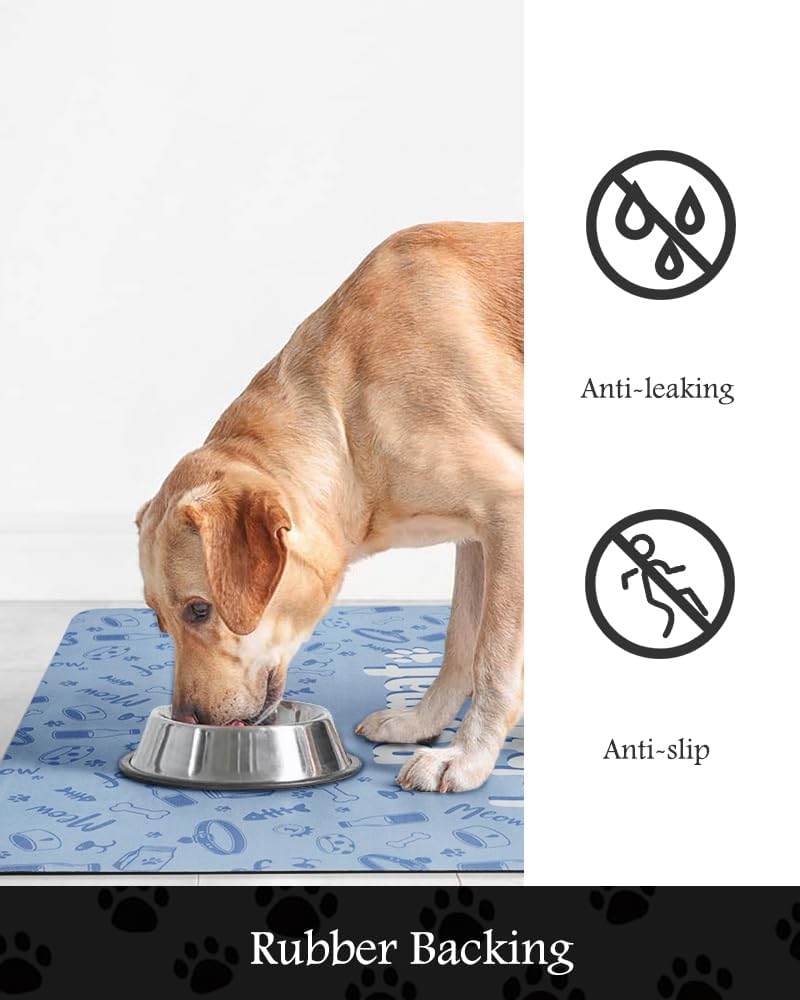 Pet Feeding Mat-Absorbent Dog Mat for Food and Water Bowl-No Stains Quick Dry Water Dispenser Mat-Dog Accessories Pet Supplies-Bowl for Messy Drinkers（PAW,16"x24"